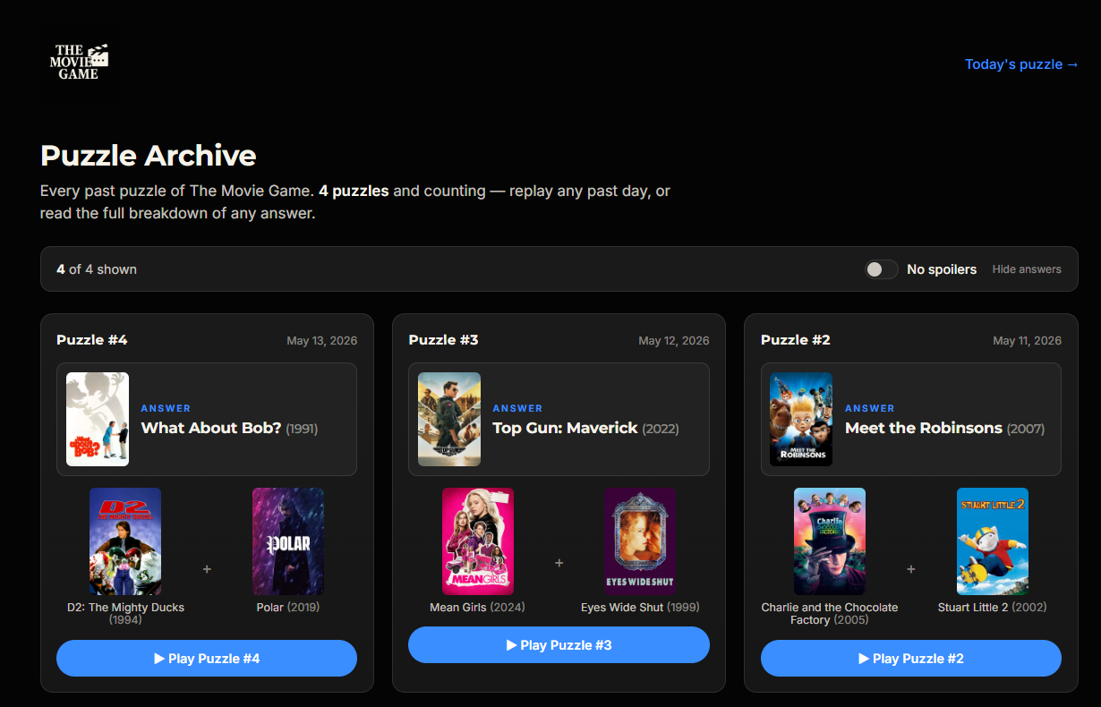 The Movie Game archive page